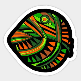 Mazipoodles New Fish Head Leaf Black Green Orange Sticker